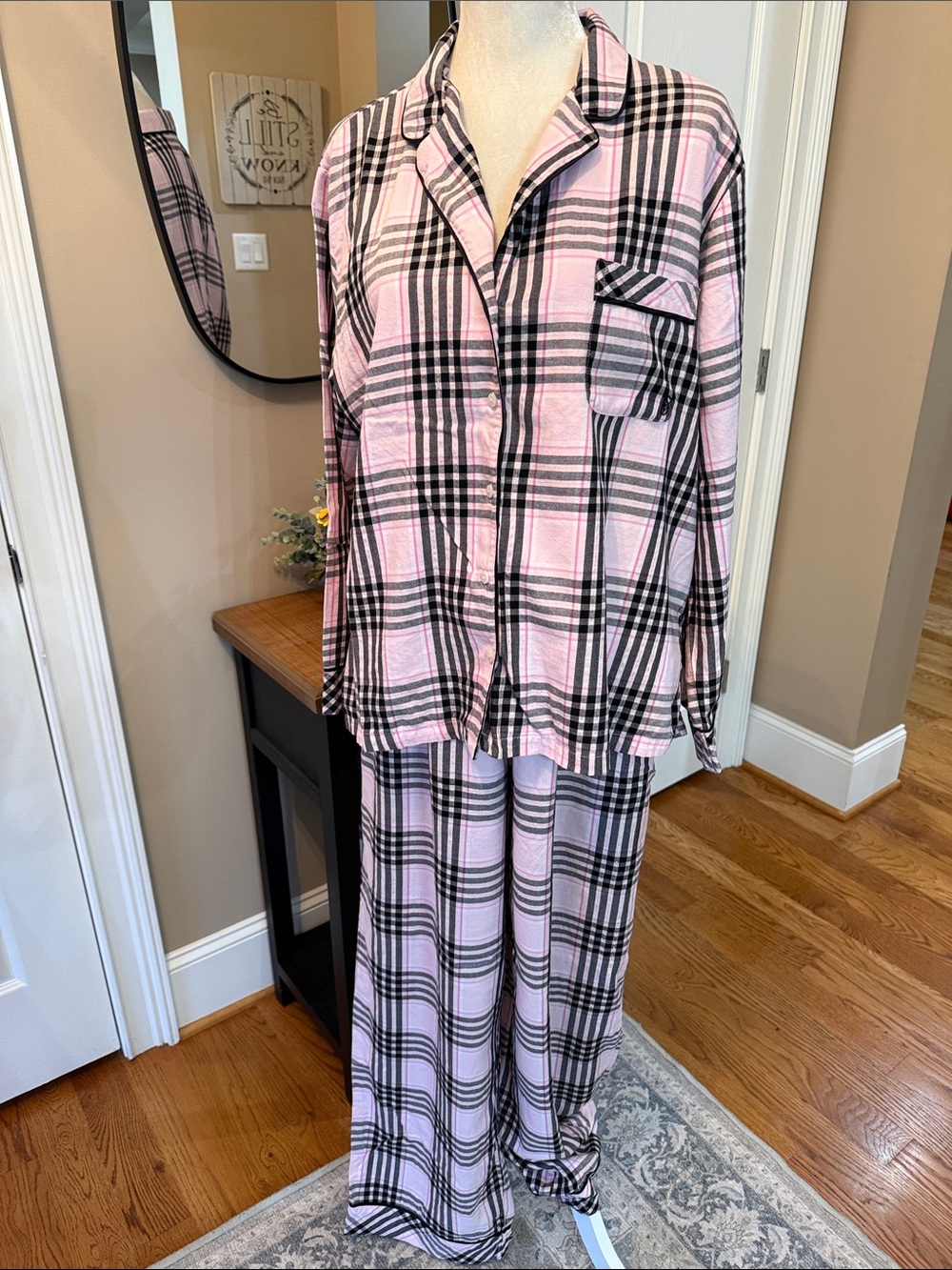 Victoria’s Secret Pink Plaid Pajama Set XL Button Front Lounge